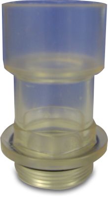 Praher Sight glass PVC-U male thread x glue socket transparent