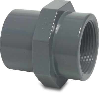 Profec Adaptor socket PVC-U 10bar glue socket/glue spigot x female thread grey