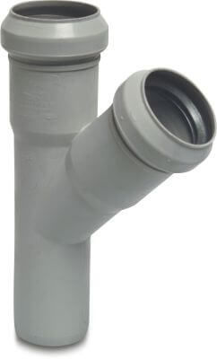 Drainage T-piece 45° PP ring seal x ring seal x spigot grey