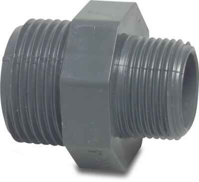 Profec Reducing nipple hexagonal PVC-U 10bar male thread grey