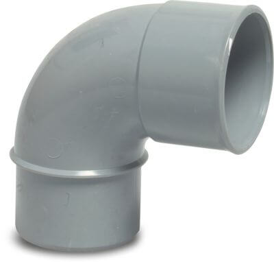 Bend 90° PVC-U KOMO glue socket x spigot grey