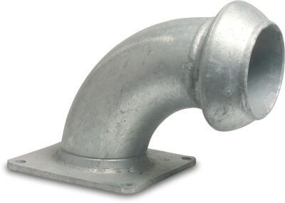 Quick coupler bend 90° steel male part Perrot x square flange Perrot