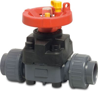Praher Membrane valve PVC-U 10bar glue socket grey T4