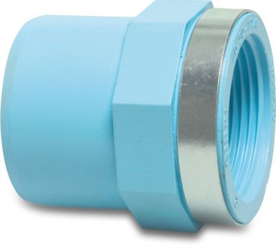 Adaptor socket PVR 12,5bar glue socket x female thread blue reinforced