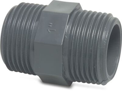 Profec Nipple hexagonal PVC-U 10 bar male thread grey