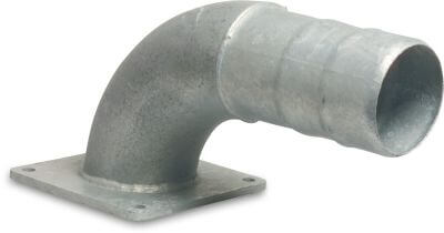 Bend 90° steel square flange x hose tail