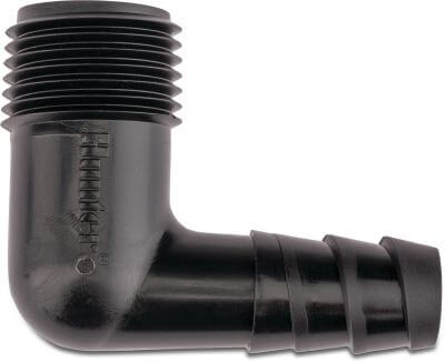 Hunter Elbow 90° PP male thread x barbed black