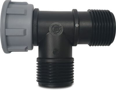 Tavlit Swivel T-piece 90° PP 10bar female thread x male thread x male thread with O-ring