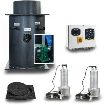 DAB Assembled pump sump PE grey type PE1014 Complete