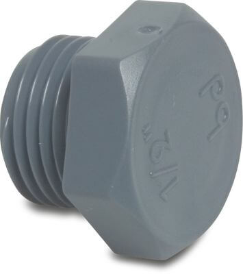 Plug PP 10 bar male thread grey