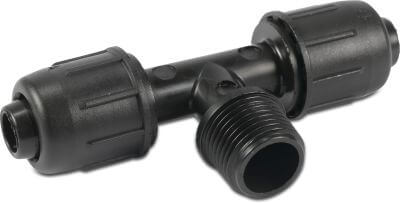 T-piece 90° PP 4 bar lock x male thread black
