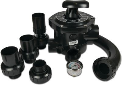 Flotide Multiport valve 4 bar black type Flotide 6-way valve + piping kit