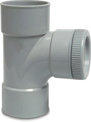 Drainage T-piece for inspection PVC-U KOMO glue socket grey