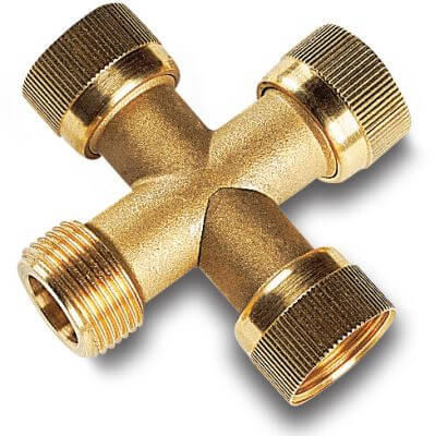 Swivel cross brass female thread x female thread x female thread x male thread type with O-ring