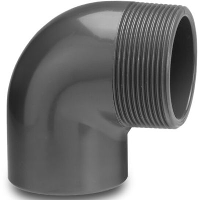 Profec Adaptor elbow 90° PVC-U 10bar glue socket x male thread grey