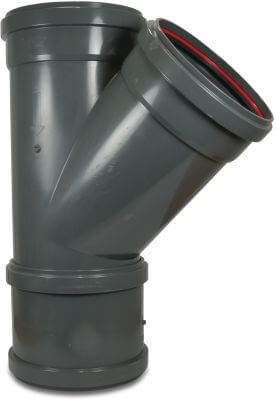 Drainage T-piece 45° PVC-U KOMO/BENOR ring seal grey
