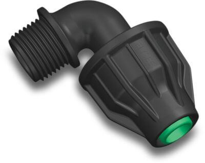Elbow 90° PP 4bar lock x male thread black