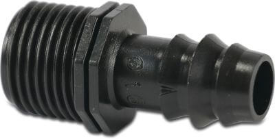 Hose tail POM 4bar male thread x barbed black