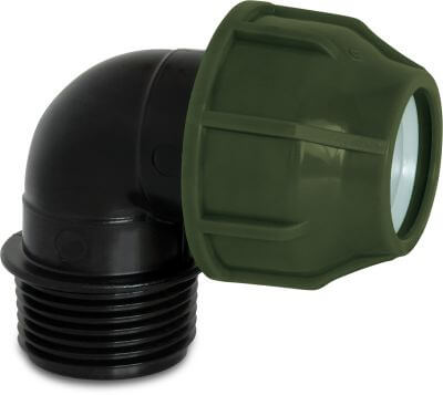 Elbow 90° PP 10bar compression x male thread black/green