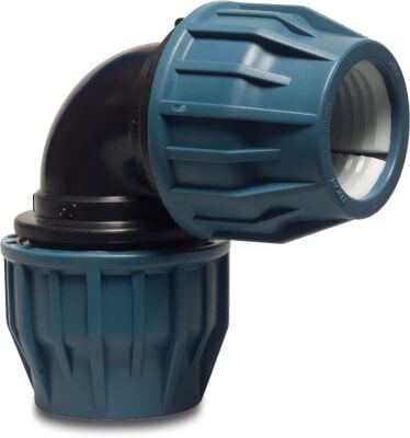 Jason Elbow 90° PP DVGW/KIWA/WRAS/SVGW 16bar compression black/blue