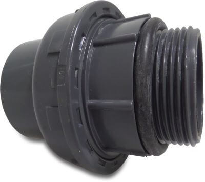 Praher Union adaptor PVC-U 10 bar glue socket x male thread grey