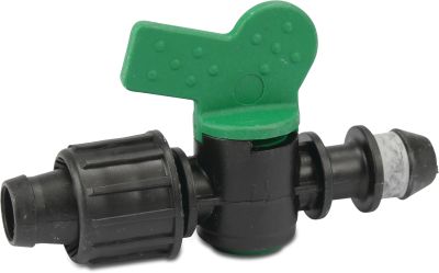 Plug valve PP 3bar push-in x tape black/green