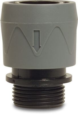 Flotide Click connector plastic male thread x female click grey/black
