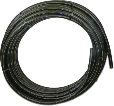 Pressure pipe PE100 GASTEC 8bar plain black/yellow