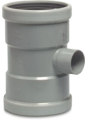Drainage reducer T-piece 87° PVC-U KOMO/BENOR ring seal x glue socket x ring seal grey