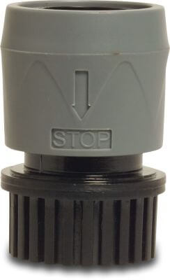 Flotide Click connector PVC-U female thread x female click grey/black with waterstop
