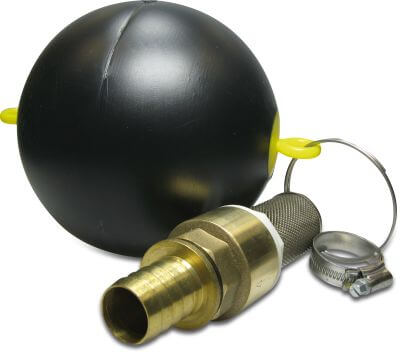 Floating foot valve brass/PE 10 bar hose tail