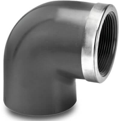 VDL Adaptor elbow 90° PVC-U glue socket x female thread grey reinforced