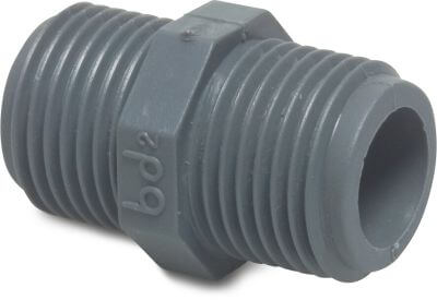 Nipple PP 10 bar male thread grey