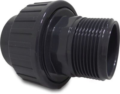 Profec Union adaptor PVC-U 10bar glue socket x male thread grey