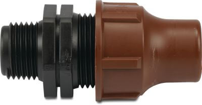 Adaptor PP 6bar lock x male thread brown