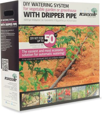 DIY watering system for vegetable garden or greenhouse up to 50m2 with dripper pipe black