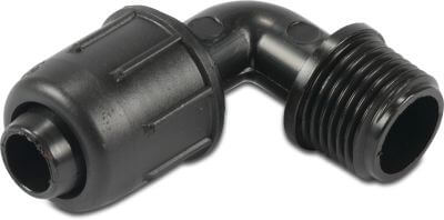 Elbow 90° PP 4bar lock x male thread black