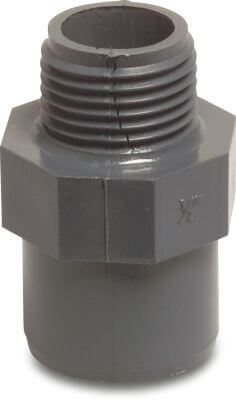 Profec Adaptor bush PVC-U 10bar imperial glue socket x male thread grey