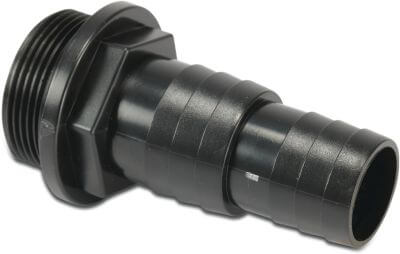 Hose tail with O-ring ABS male thread x hose tail black