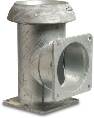 Quick coupler T-Piece 90° steel male part Perrot x square flange x square flange Perrot