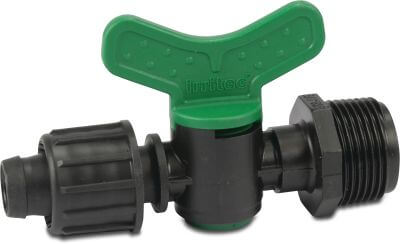 Plug valve PP 3bar male thread x tape black/green