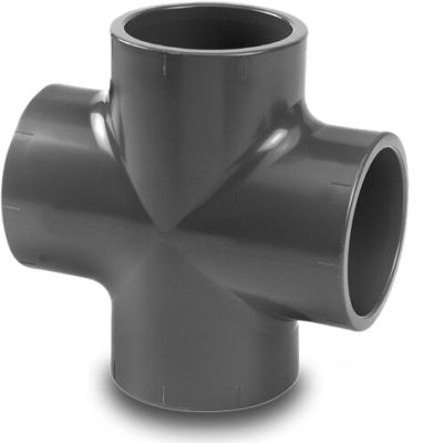 VDL Cross-piece PVC-U glue socket grey
