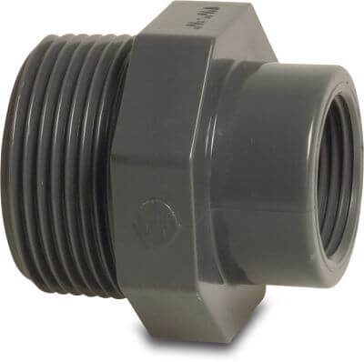 Profec Reducer nipple PVC-U 10 bar male thread x female thread grey
