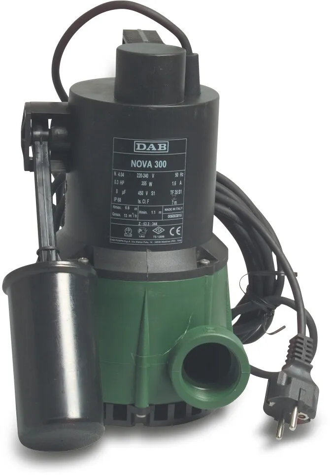 DAB Submersible pump technopolymer 1 1/4" female thread 1,5A 230VAC green type NOVA 200 M-NA