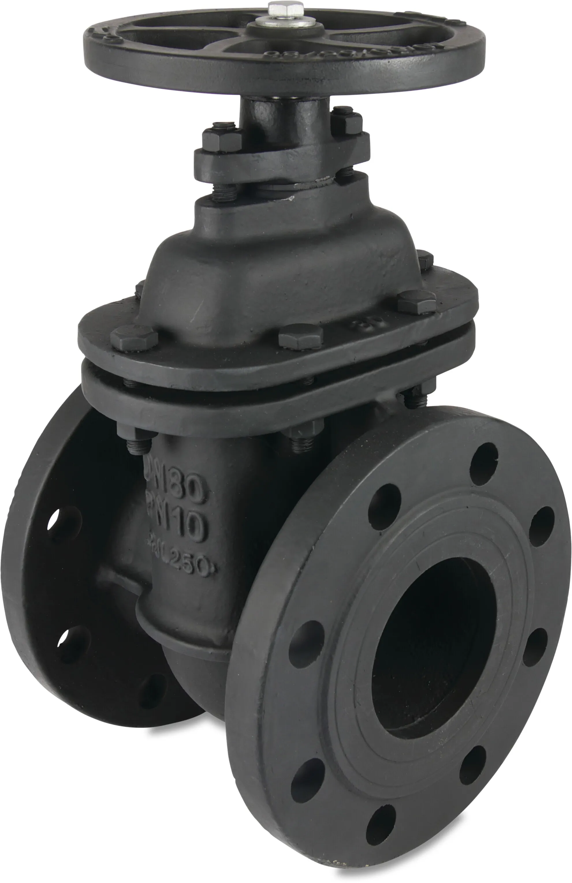 Profec Gate valve cast iron GG 25 powder coated DN100 DIN flange 10bar DN100 black PN10/16 type 200/N