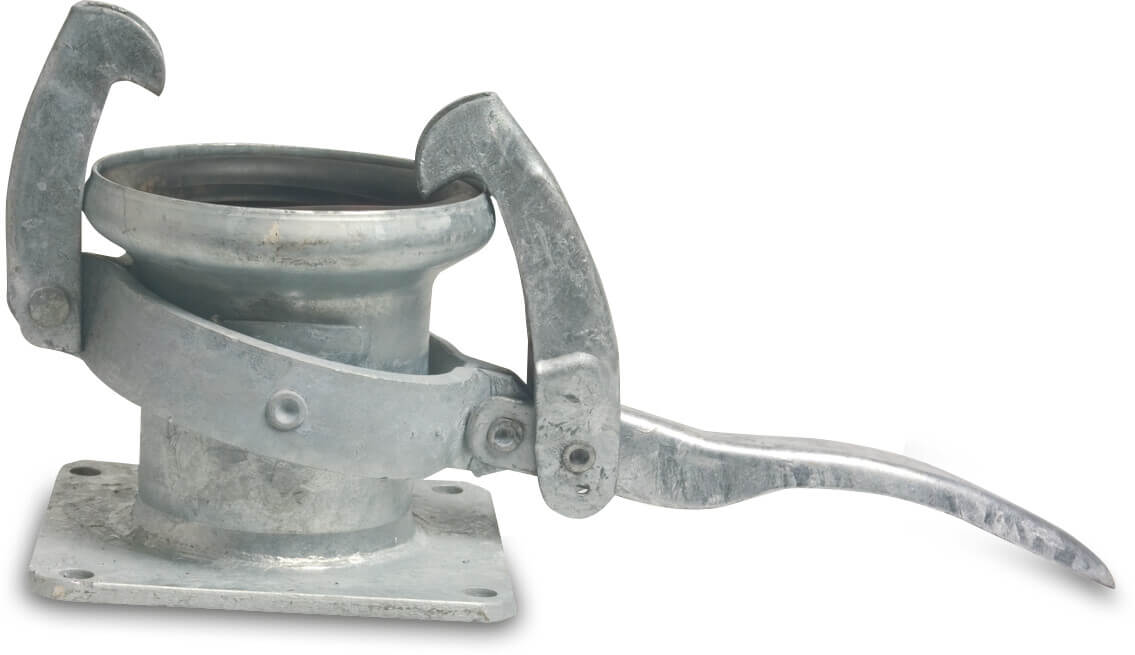 Lynkobling stål galvaniseret 159 mm x 6" hun-del Perrot x firkantet flange type Perrot kort