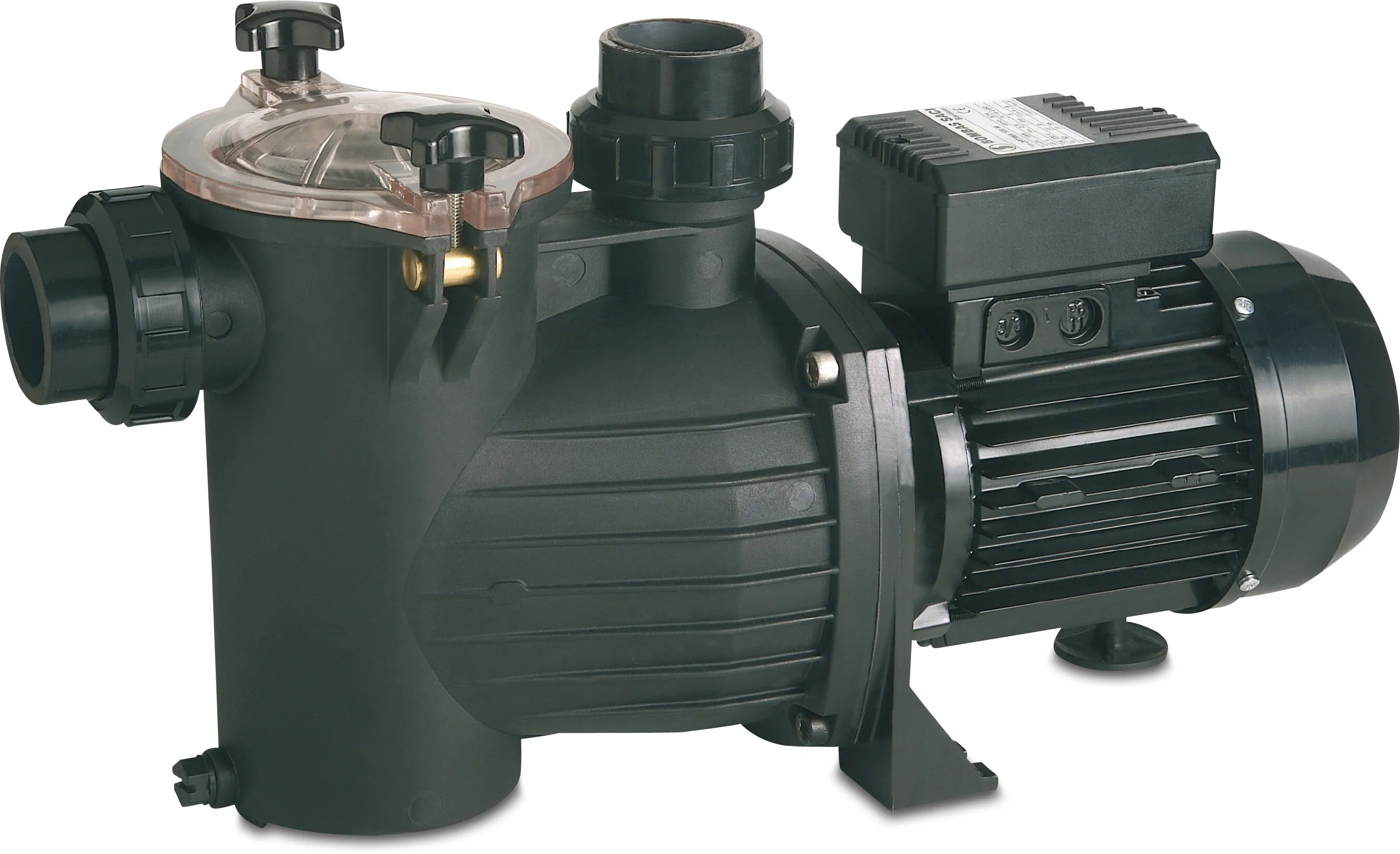 Saci Poolpumpe glasfiberforstærket polyester 50 mm limmuffe 3,8A 230VAC sort type Optima 75M