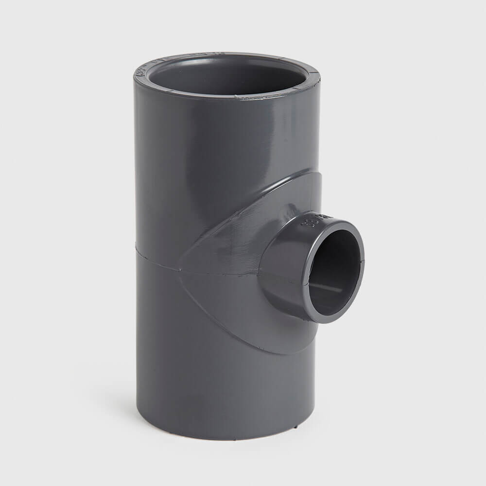 VDL T-stuk 90° PVC-U 63 mm x 2" x 63 mm lijmmof x buitendraad x lijmmof 16bar grijs