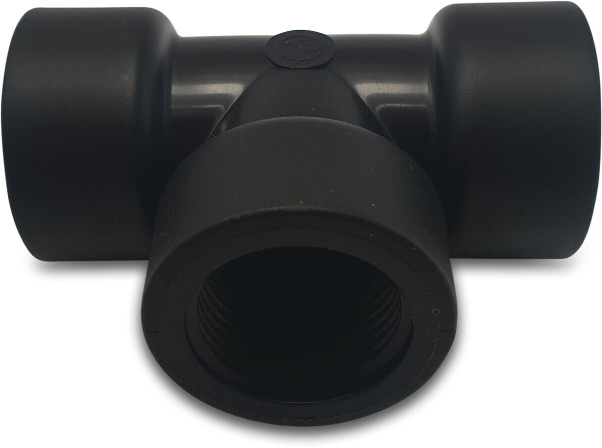 Tavlit T-stykke 90° PP 1/2" indvendig gevind 16bar