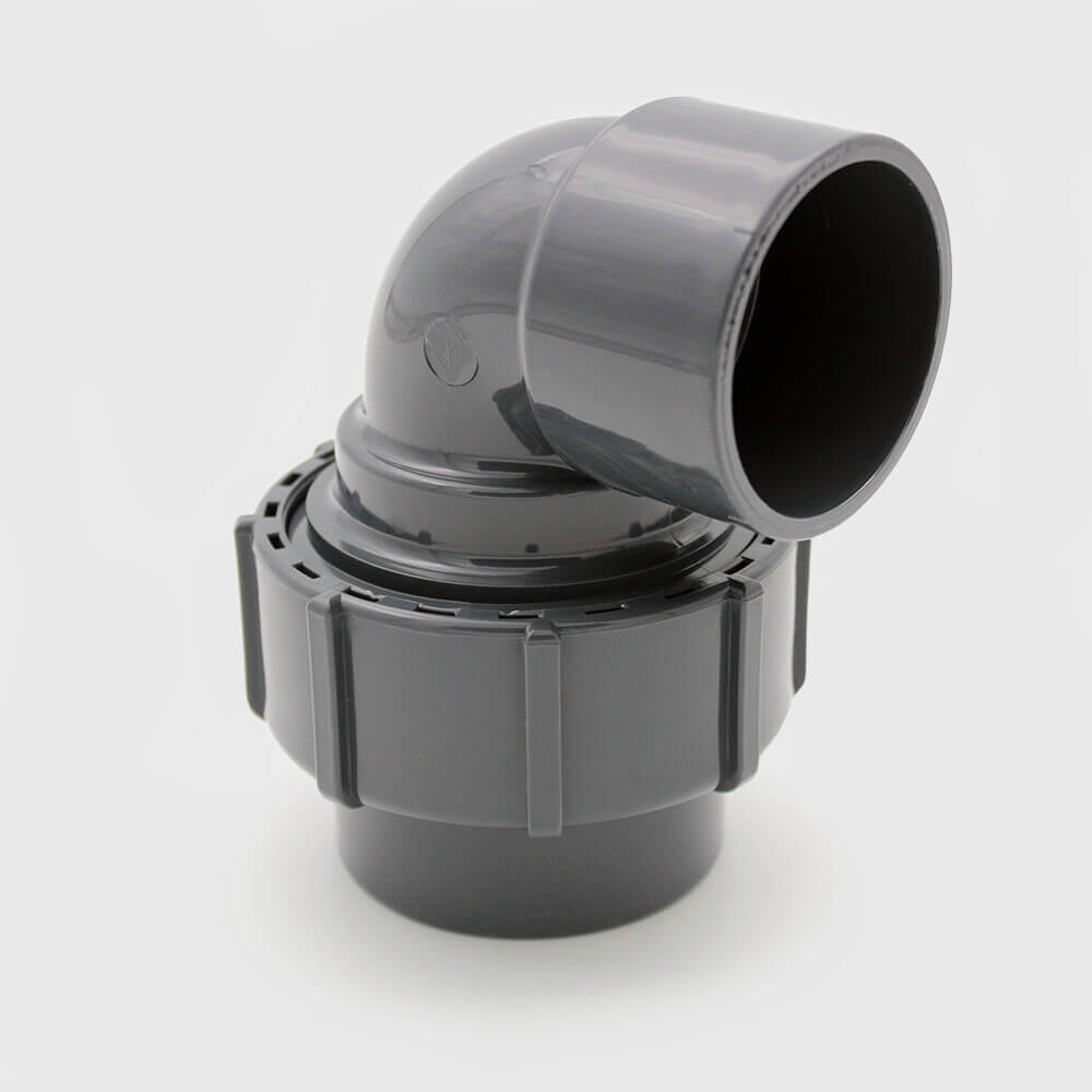 Elbow 90° PVC-U 63 mm compression x glue socket 4bar grey